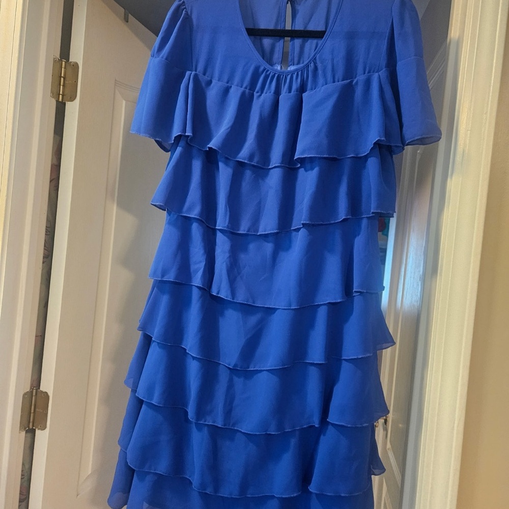 Elegant Blue Ruffle Dress